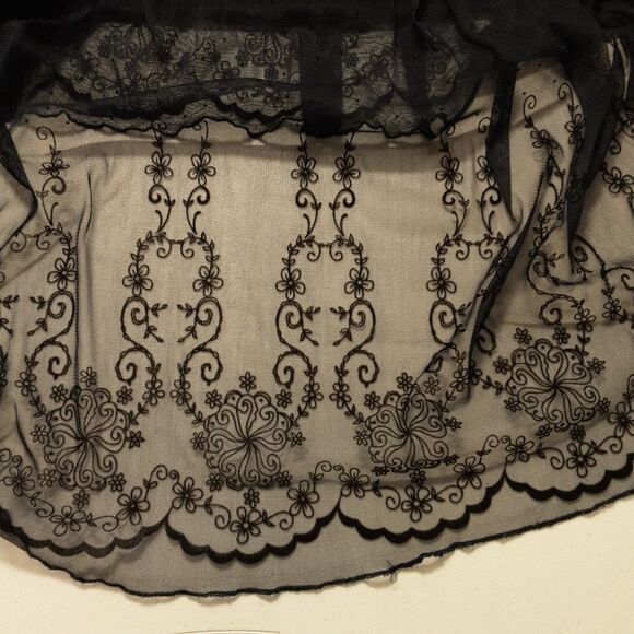 Skirt Bohemian Embroidered Gauze  with Lace Tulle Panel size M/L - Picture 9 of 13